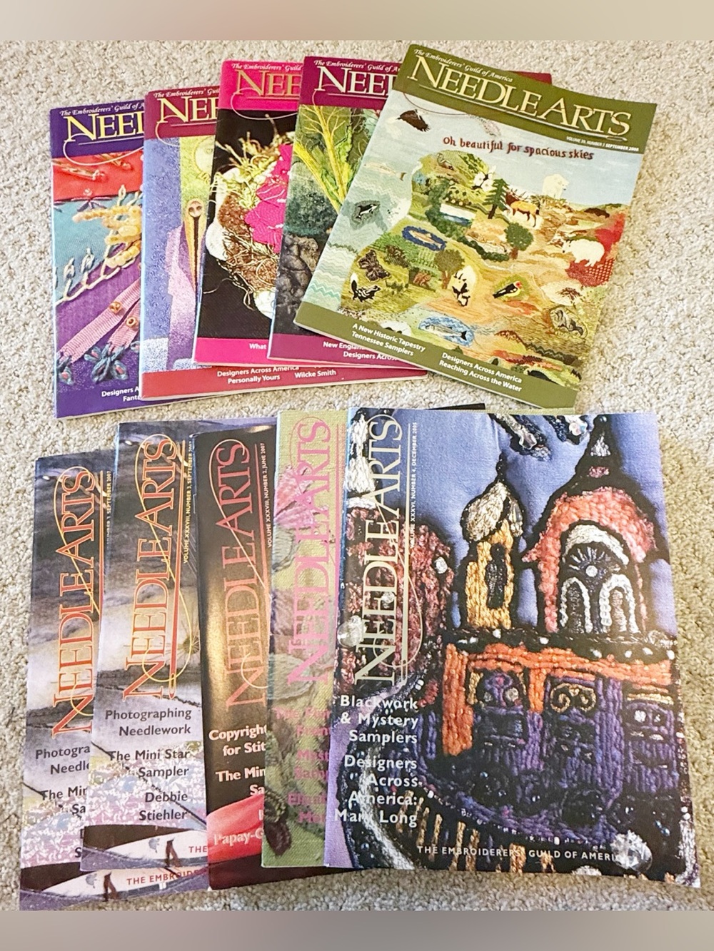 Needle Arts Embroidery Guide Magazine Lot of 10 - 2005-2010 - TWO ARE DUPLICATE